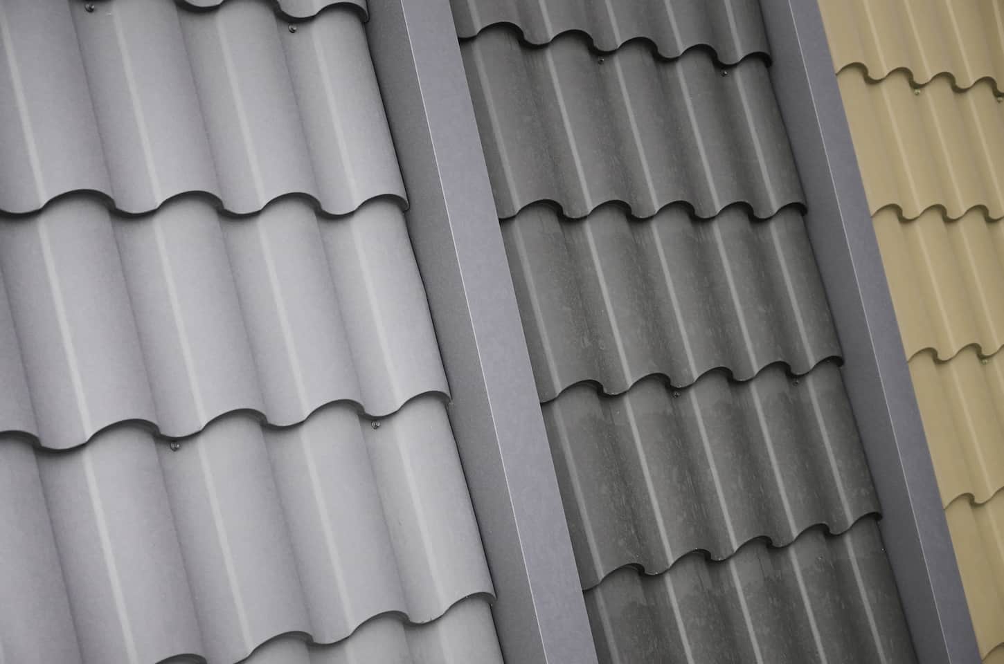 An image of Roof templates from metal tile. Several roof cover pieces.